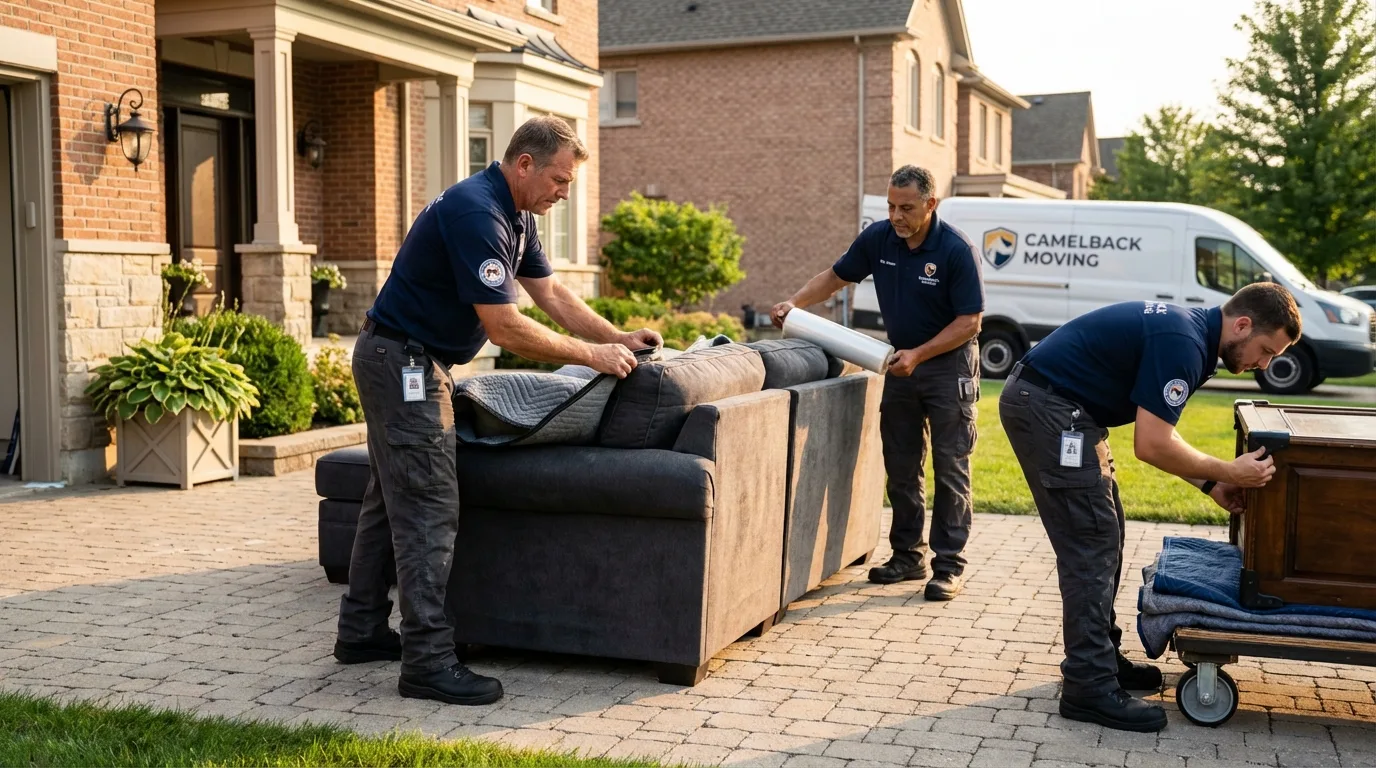 Large estate moving crew wrapping furniture in Burbank, IL