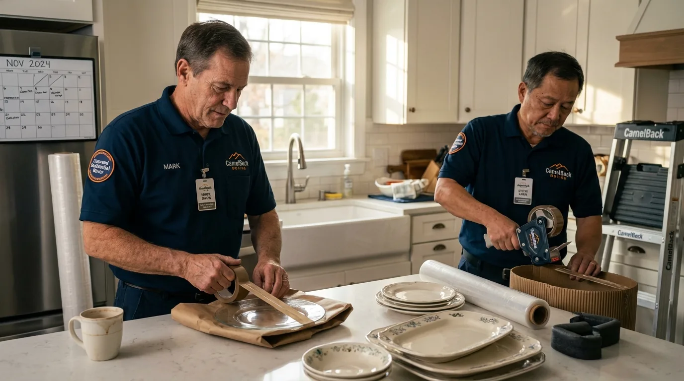 Professional crew packing kitchen dishware in Burbank, IL